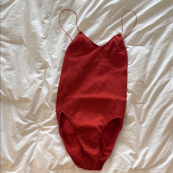 Red Ribbed Swimsuit - Picture 2 of 6